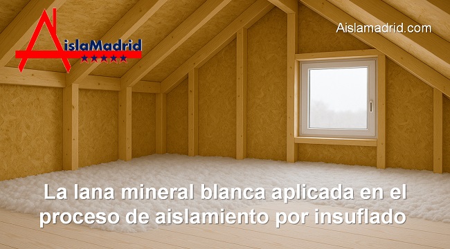 lana mineral blanca en aislamiento por insuflado